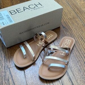 B30 Beach by Matisse Women's 7 Silver and Bronze Tan Sandals